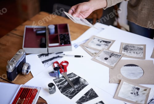 Preview: Working hard on her creative vision. A young designer creating a concept board at home.