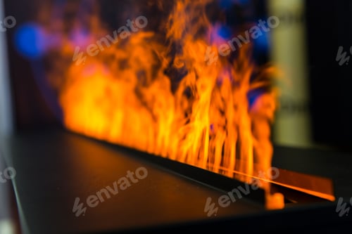 Preview: Flame line from gas fireplace, closeup