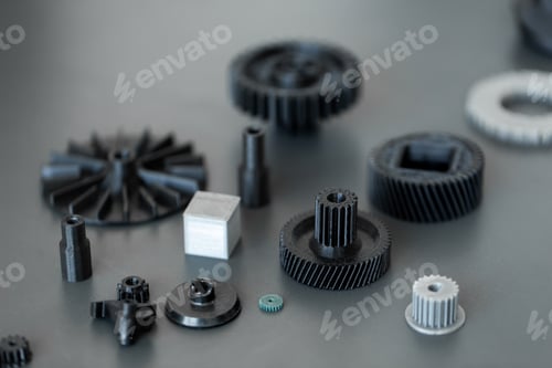 Preview: 3d printed objects on the table in the laboratory
