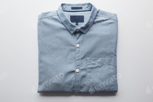 Preview: top view of new blue shirt isolated on white