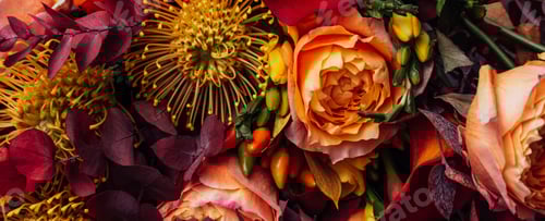 Preview: Red pink magenta orange Autumn Colorful fall bouquet.