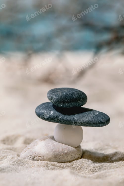 Preview: Summer sand sea beach with waves and stones