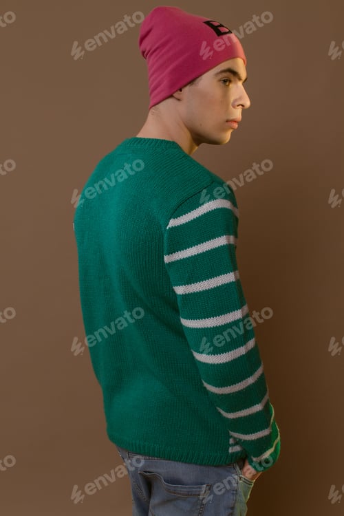 Preview: Cute Guy In Hipster Clothes 90S Posing In Studio