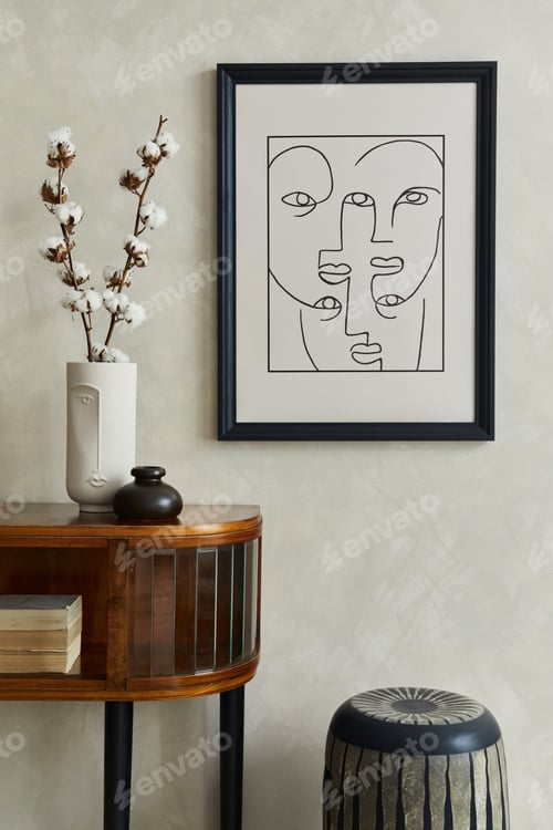 Preview: Stylish composition of creative living room interior