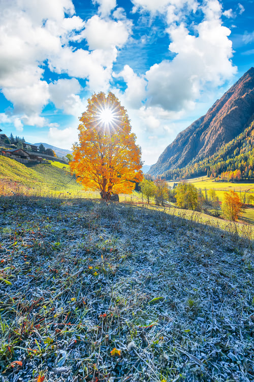 Preview: Astonishing autumn landscape at Heiligenblut village near Grossglockner mount .