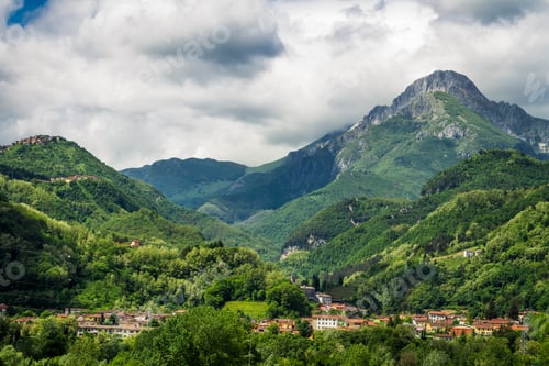 Preview: Small town in Italy at the foot of the mountain