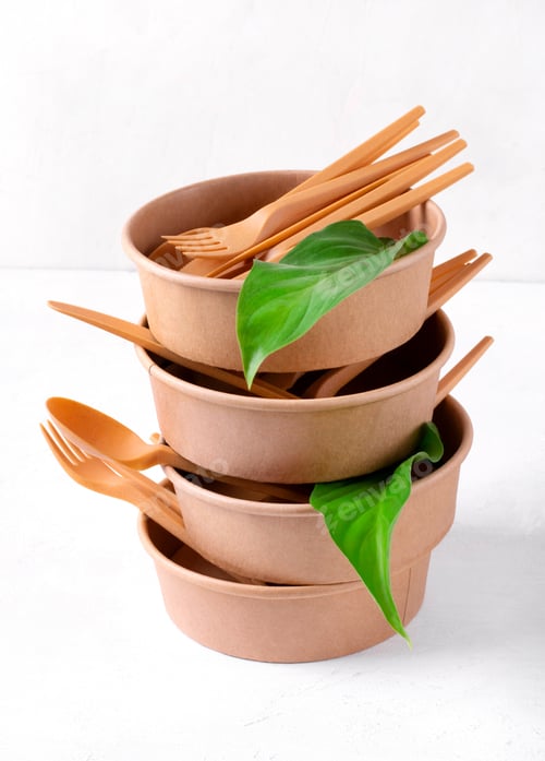 Preview: Stack of eating utensils made of sustainable materials