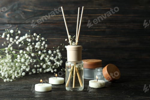 Preview: Aromatic concept with diffuser on wooden table