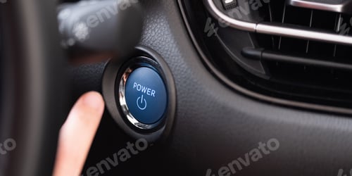 Preview: Woman Pushing An Engine Start Button, Ignition Switch