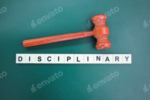 Preview: letters of the alphabet with the word disciplinary. the concept of discipline or ethics