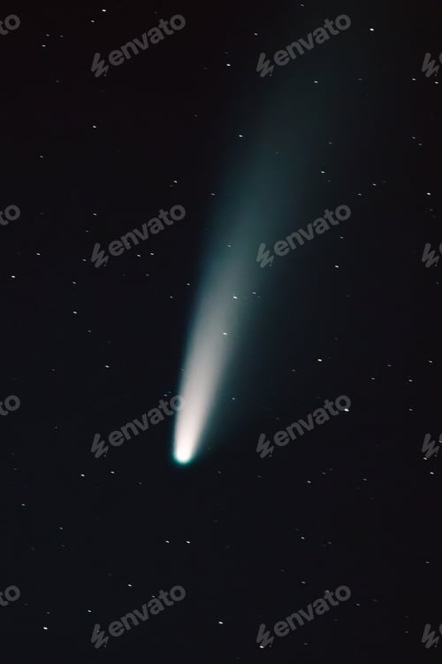 Preview: Comet Neowise C 2020 F3 Shines Bright In The Dark Night Starry Sky Comet At A Distance Of 104