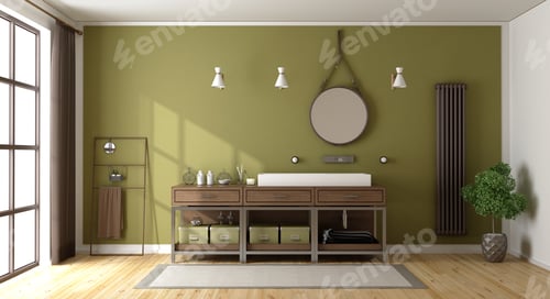 Preview: Green bathroom with washbasin