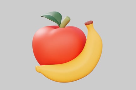 Preview: Red apple with yellow banana