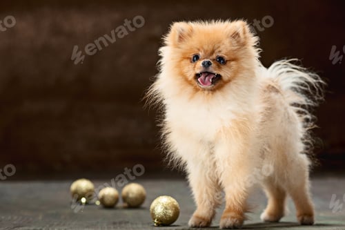 Preview: Spitz-Dog In Studio On A Neutral Background