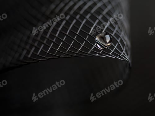 Preview: Black background. Abstraction. A black drop on the grid. Interior design. Wall design.