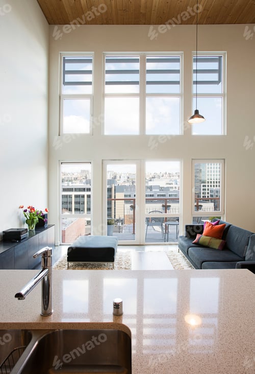 Preview: Open plan apartment interior.