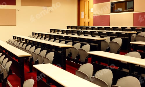 Preview: Empty Classroom Lecture Hall with Rows of Seats