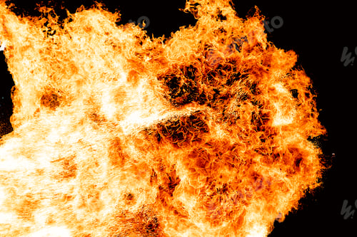 Preview: Flames caused by the explosion of the oil. Demonstration of water on oil fire.