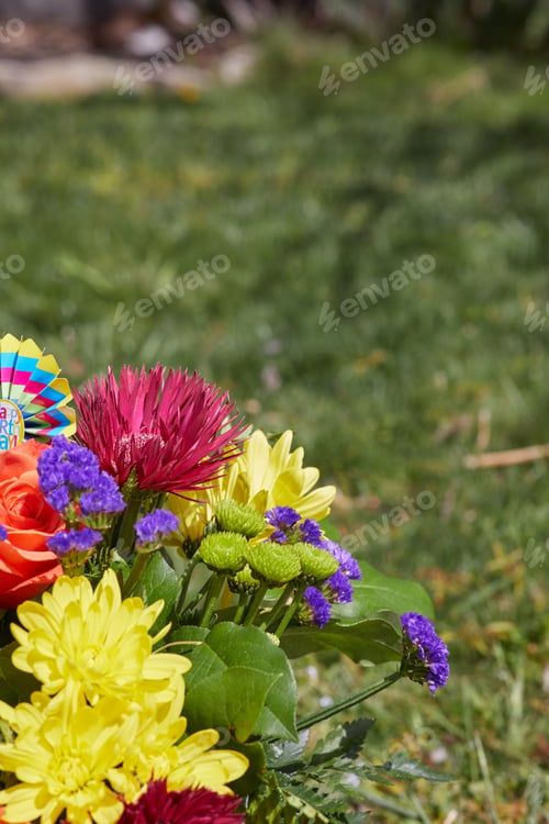 Preview: Vertical photo of beautiful colorful flowers at the garden