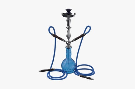 Vista previa: Elegante pipa de narguile con base de vidrio azul