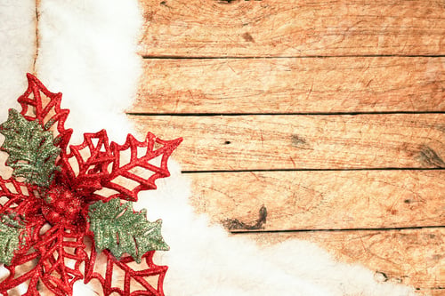 Preview: Christmas Decorations And Snow On Mulberry Paper Texture For Background