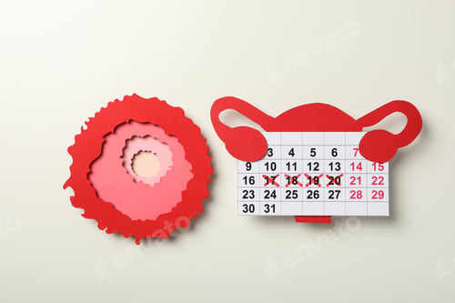 Preview: Ovulation period, calendar with clock, conception process.