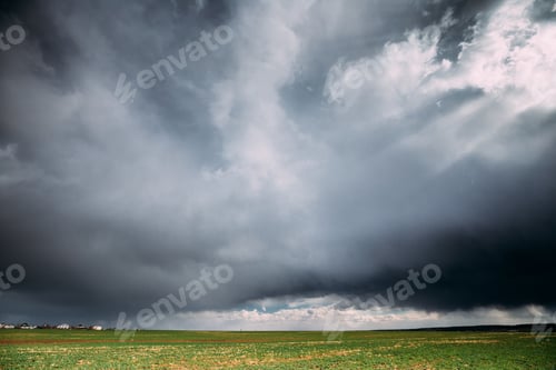 Preview: Countryside Rural Field Spring Meadow Landscape Under Scenic Dra