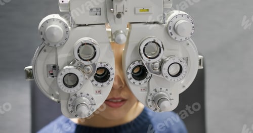 Preview: Woman checks her eyes in clinic