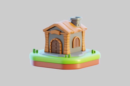 Preview: Cartoon village house with chimney