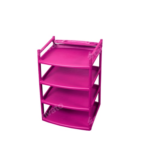 Preview: Pink plastic shelves isolated on white
