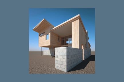 Preview: Two-story house with sloped roof and balcony