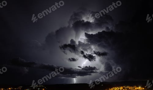 Preview: Lightning with thundercloud at night
