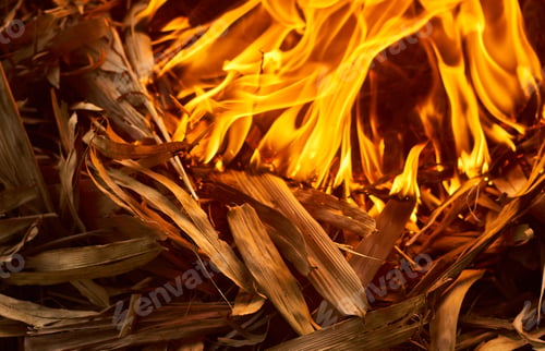 Preview: Flames of fire with smoke on a black background