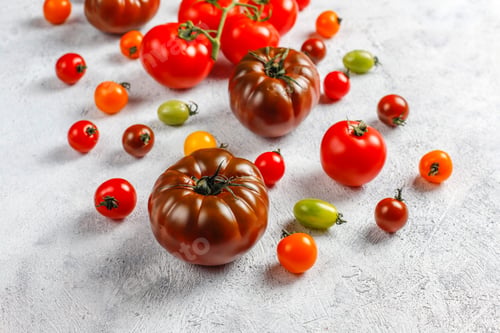 Preview: Fresh organic various tomatoes.