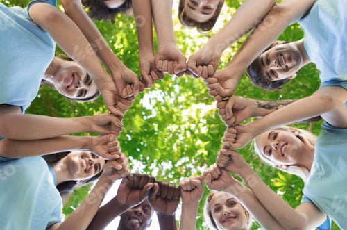 Preview: Group of people fist bump assemble together