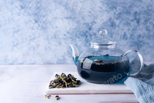 Preview: Butterfly Pea Flower Tea and Glass Teapot Still