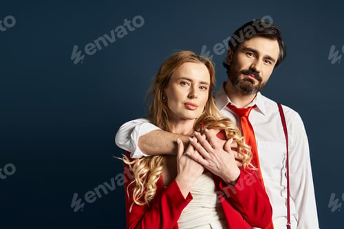 Preview: A couple posing together with a stylish backdrop, showcasing affection and confidence