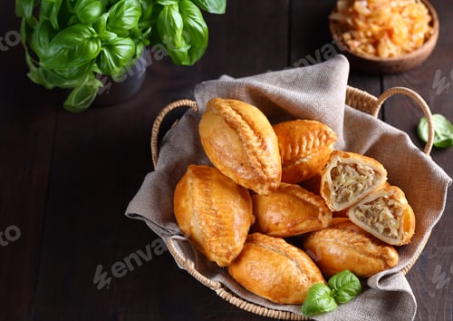 Preview: homemade mini pies with filling for snacks
