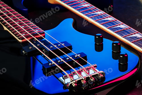 Preview: Electric guitar body in the dark close up