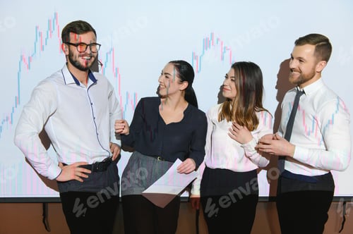 Preview: Group of business people working at modern office