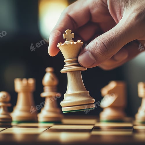 Preview: Chess player making a decisive move with the king during an intense match