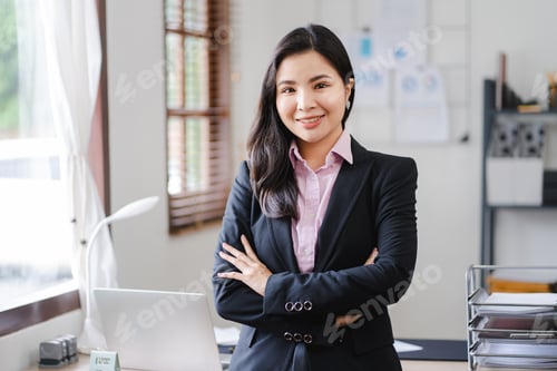 Preview: Asian business woman Business document check, account check, document search Legal documents, docume