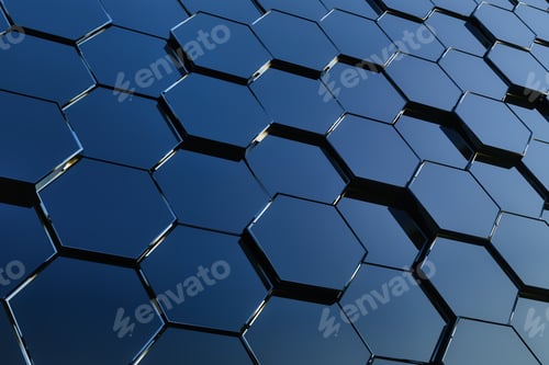 Preview: Abstract hexagon background. 3D rendering. Honey grid