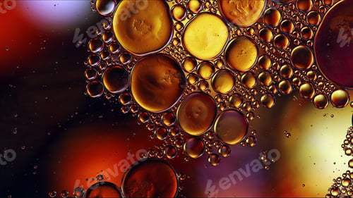 Preview: Abstract Colorful Food Oil Drops Bubbles and spheres Flowing on Water Surface