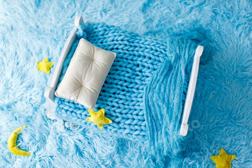 Preview: Blue newborn digital backdrop with stars and moon on a colourful background