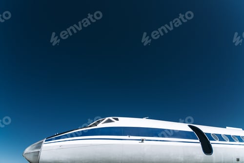 Preview: Passenger plane nose close up in flight