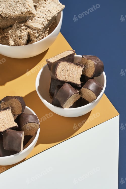 Preview: Halva concept. Trend turkish food. Sweet bakery. Cookies. Yummy dessert