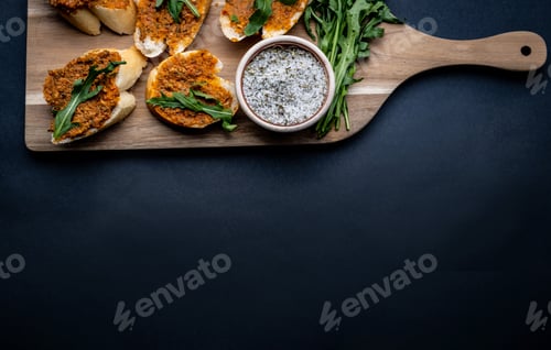 Preview: Bruschettas with pesto and basil