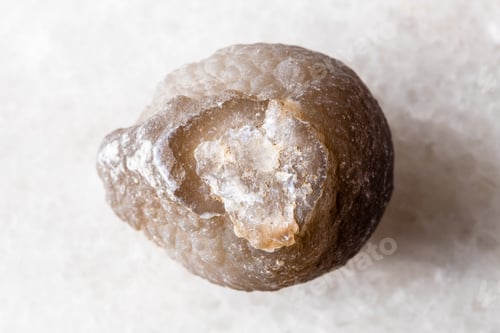 Preview: sample of uncut agate mineral on white marble