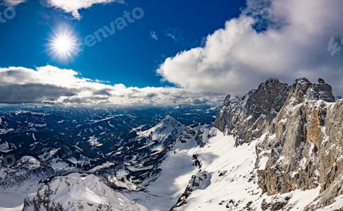 Preview: The snowy winter panorama of Dachstein Alps, Austria